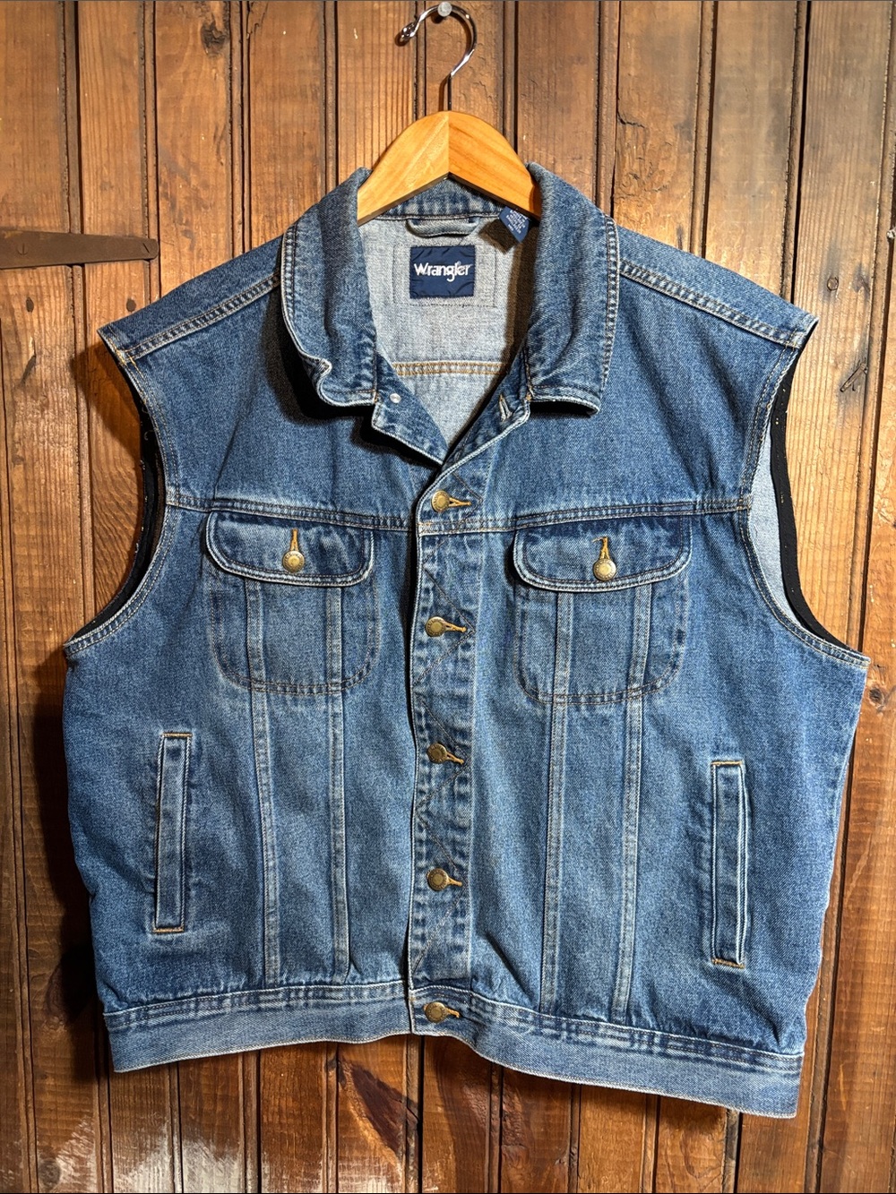 Wrangler Blue Denim Vest with Button-Front